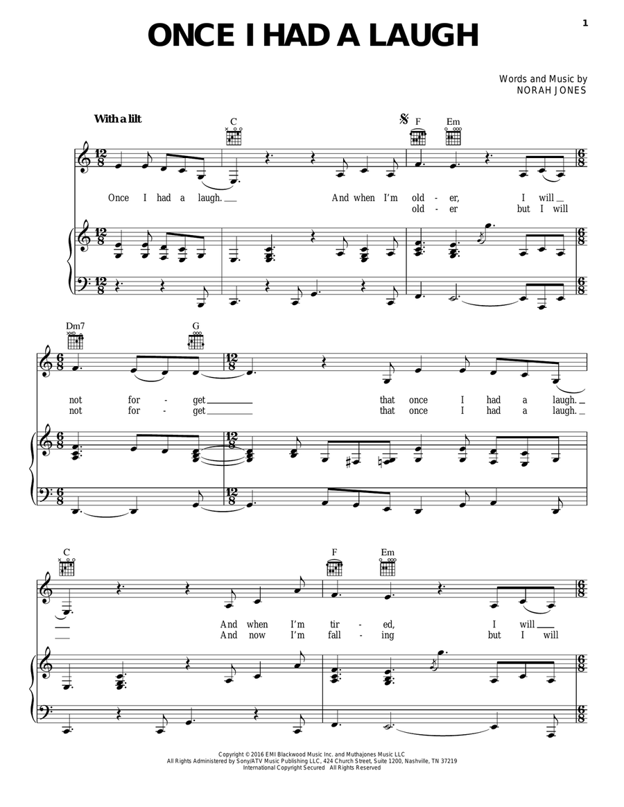 Once I Had A Laugh Piano, Vocal, Guitar scores gallery preview page 1
