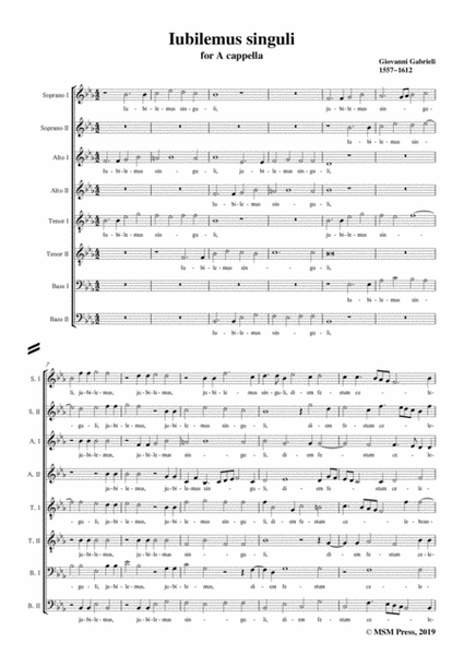 Gabrieli,Giovanni-Iubilemus singuli,in E flat Major,for A cappella image number null