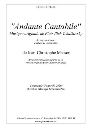 Andante Cantabile Tchaikovsky for cello quartet --- Score and parts --- JCM2020