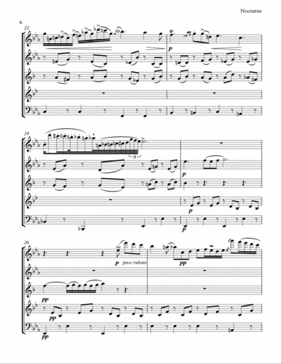 Chopin: Nocturne, Opus 9, No. 2 for Woodwind Quintet Woodwind Quintet scores gallery preview page 6