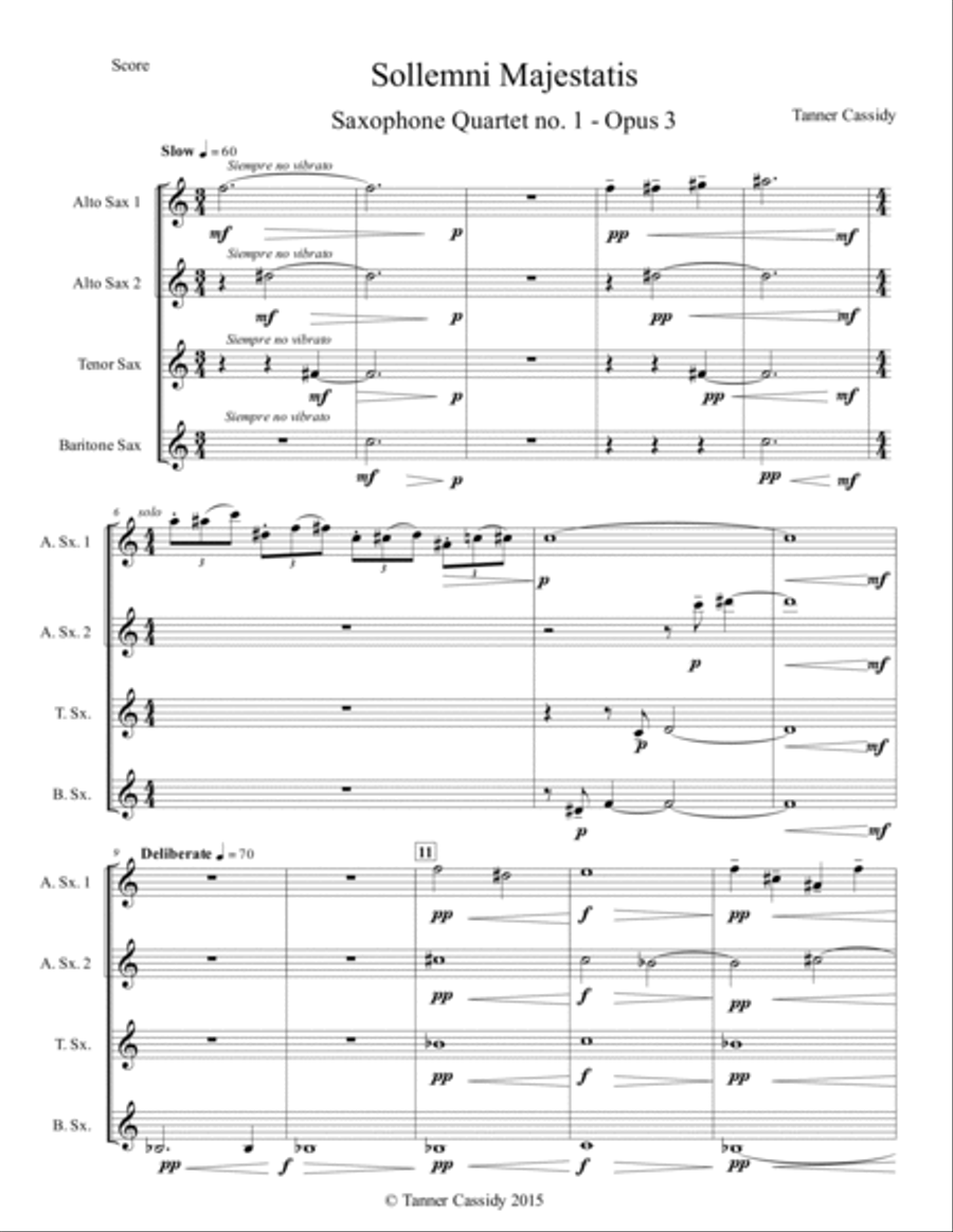Sollemni Majestatis - Saxophone Quartet no. 1 Saxophone Quartet scores gallery preview page 2