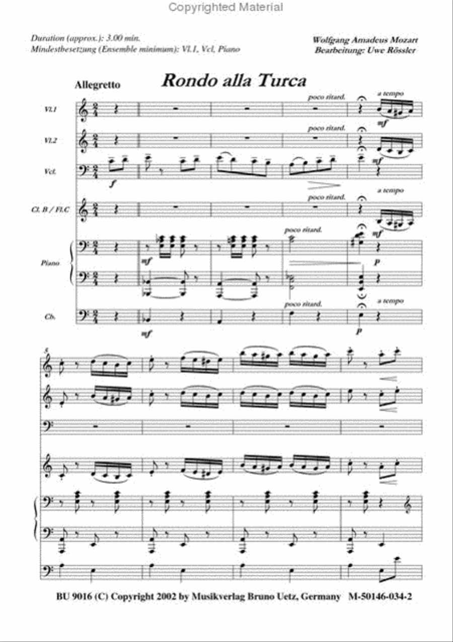 Rondo alla turca Rondo alla turca Clarinet scores gallery preview page 2