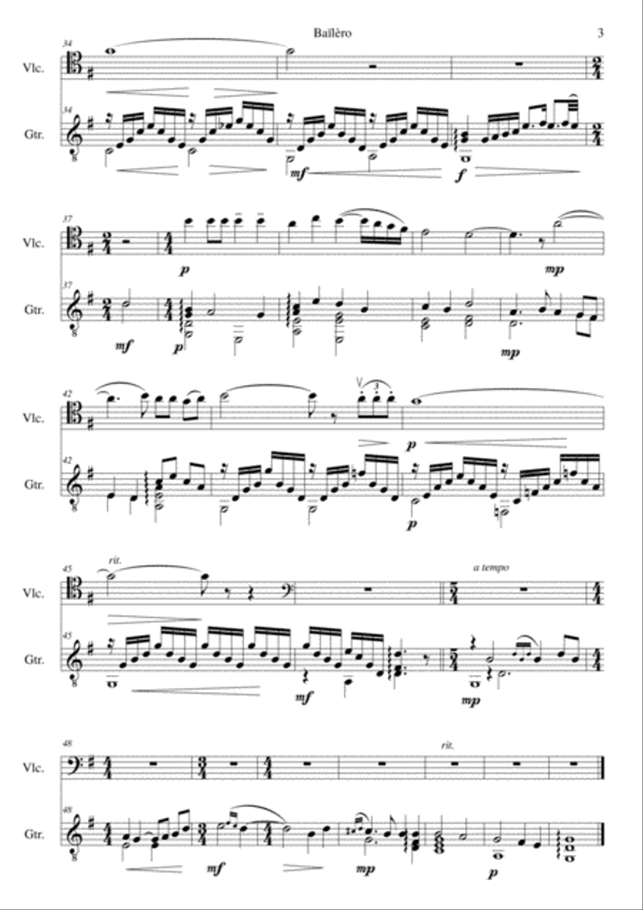 Bailero for cello & guitar String Duet scores gallery preview page 3