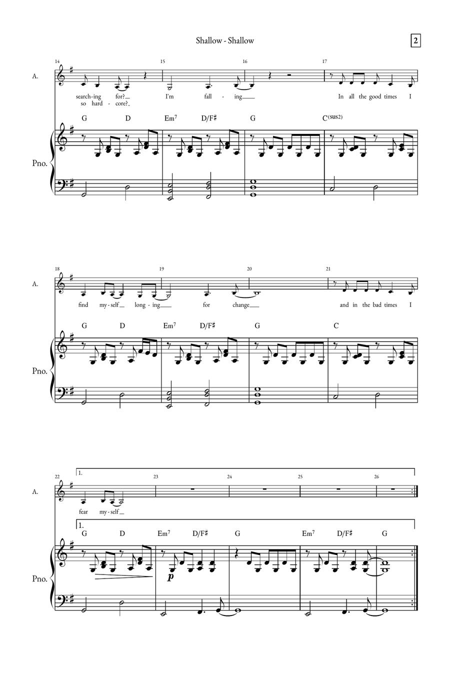 Shallow A Cappella scores gallery preview page 2