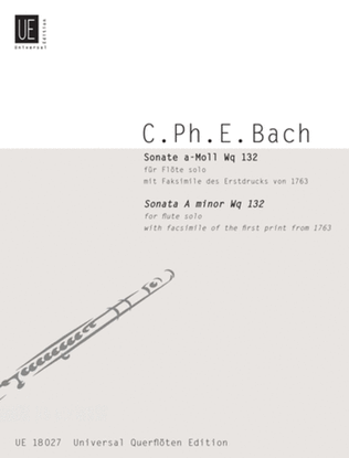 Book cover for Flute Sonata, Wq. 132, A Minor