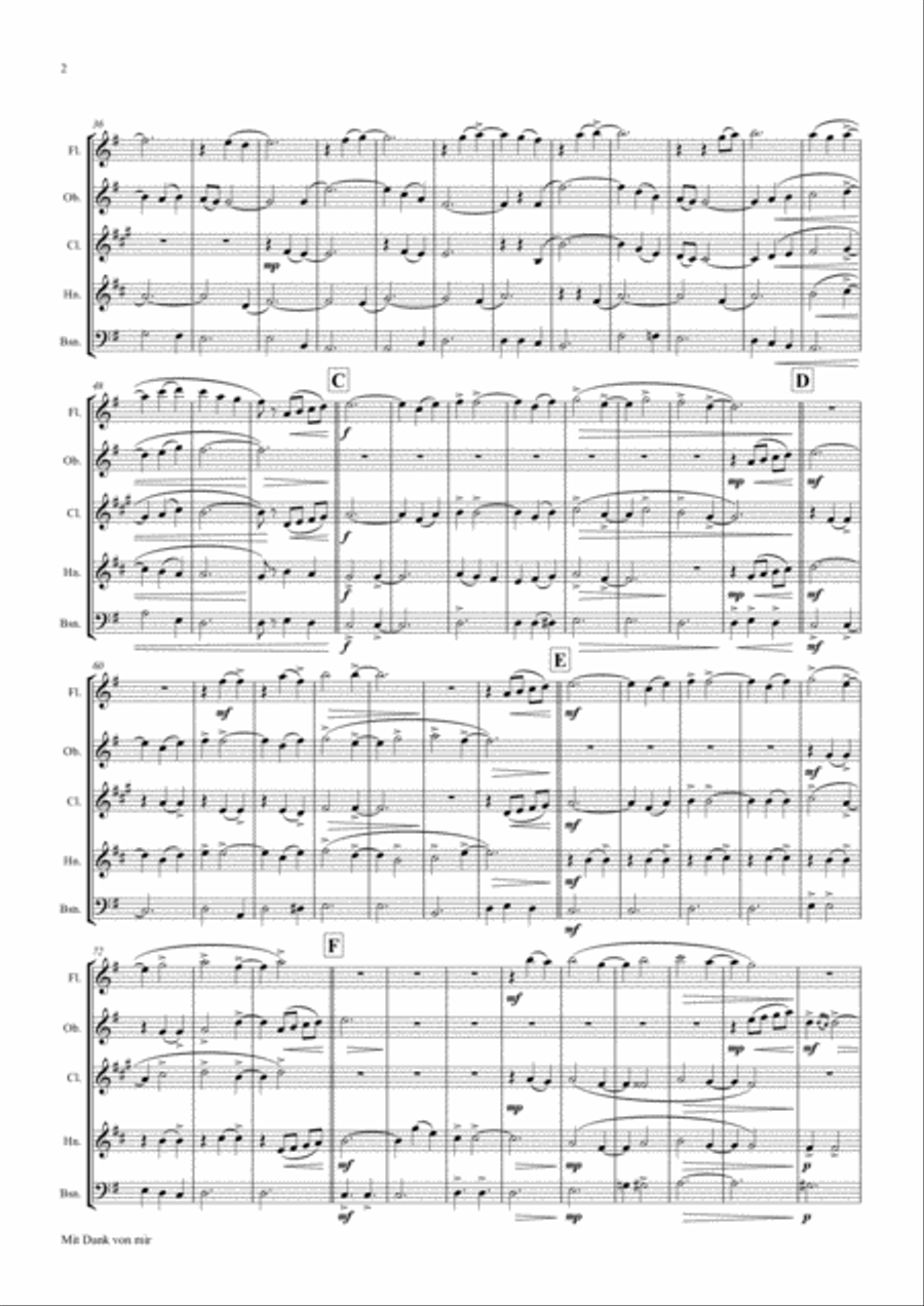 Mit Dank von mir - German Waltz - Octoberfest - Wind Quintet Woodwind Quintet scores gallery preview page 2