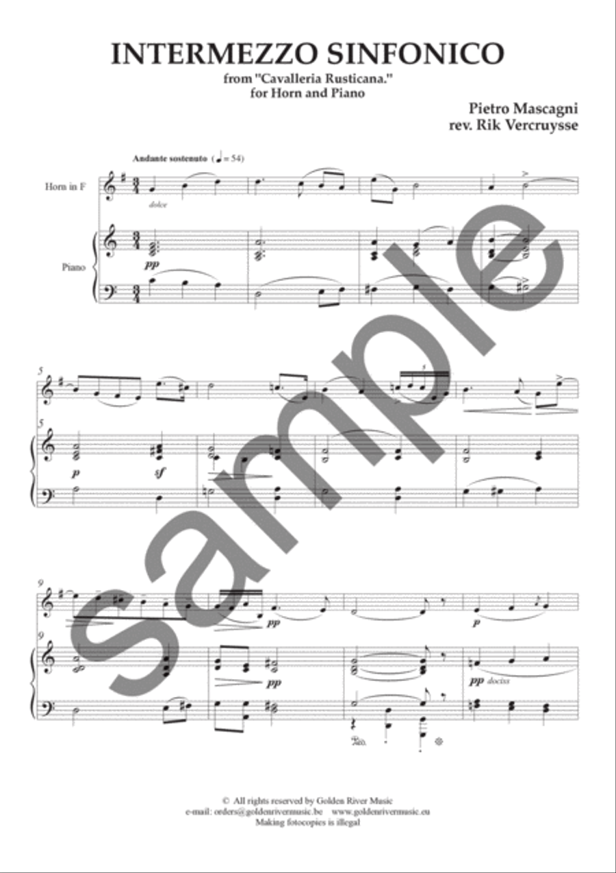 Intermezzo Sinfonico from 'Cavallieria Rusticana Horn scores gallery preview page 2