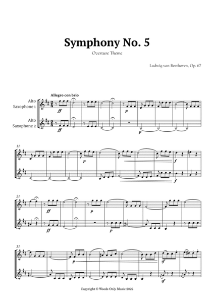 Symphony No. 5 by Beethoven for Alto Sax Duet image number null