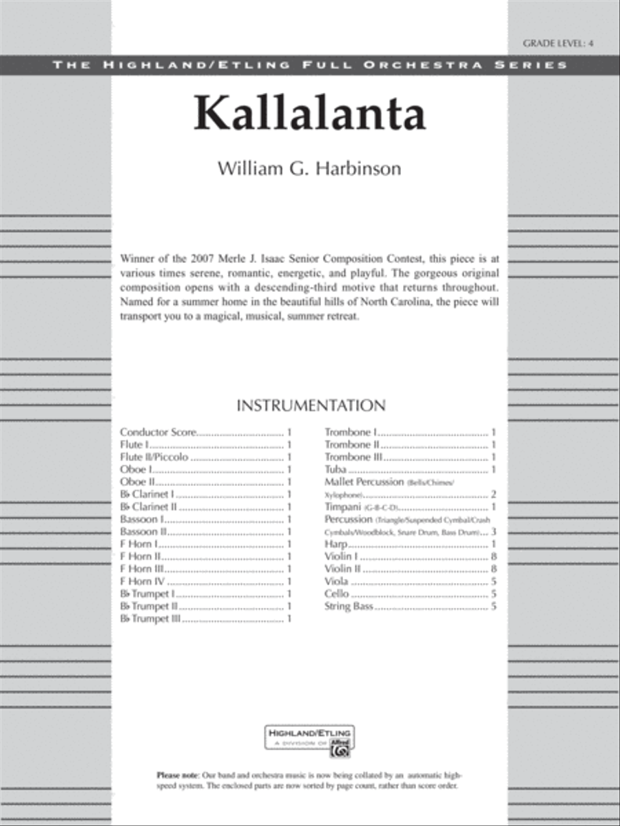 Kallalanta: Score Kallalanta: Score Full Orchestra scores gallery preview page 1