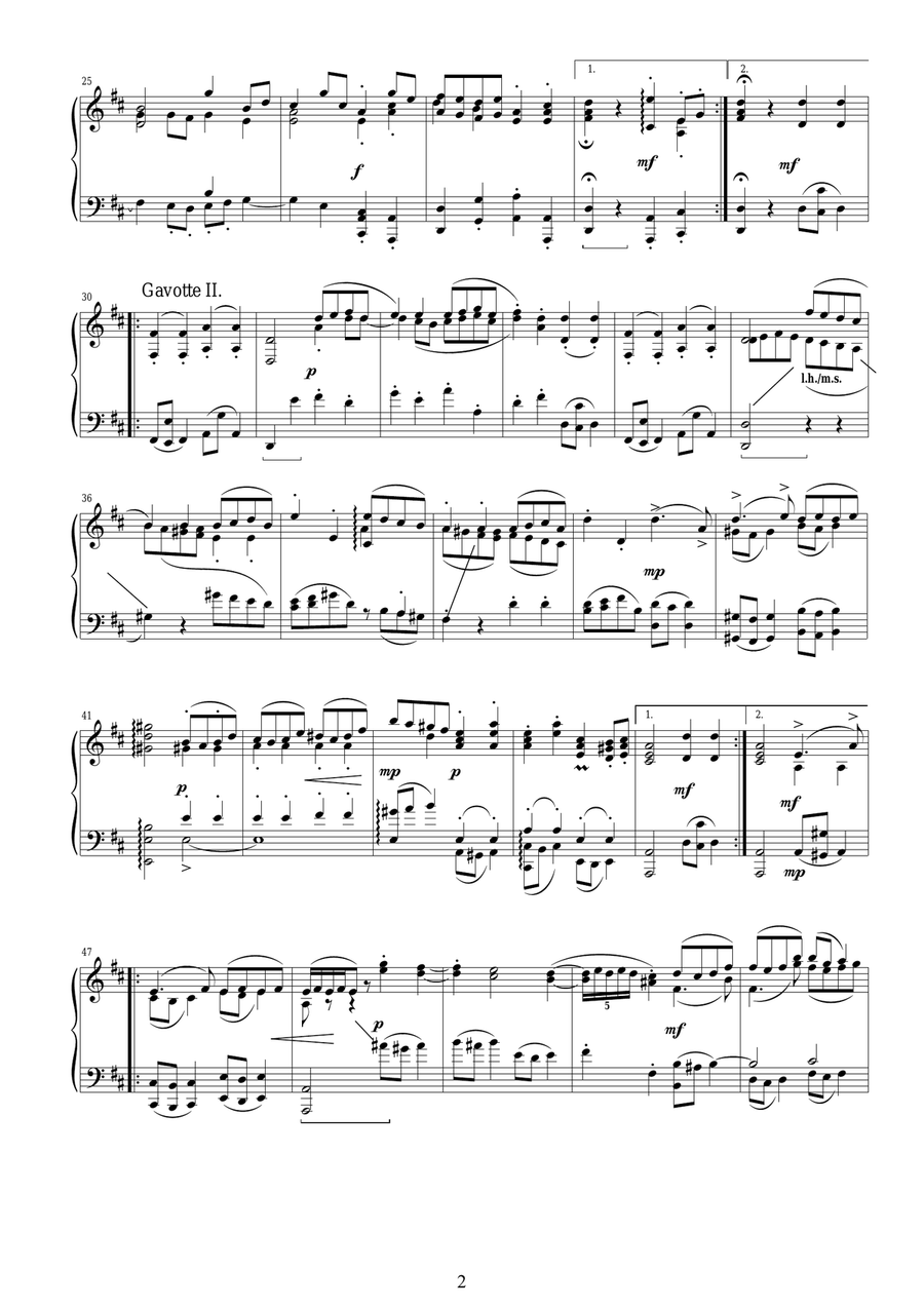 J.S.Bach - Orchestral Suite no.3 in D major BWV 1068 - 3. Gavotte - Piano version Piano Solo scores gallery preview page 2