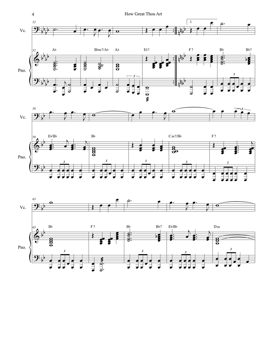 How Great Thou Art (for Cello Solo - Piano accompaniment) Piano scores gallery preview page 5