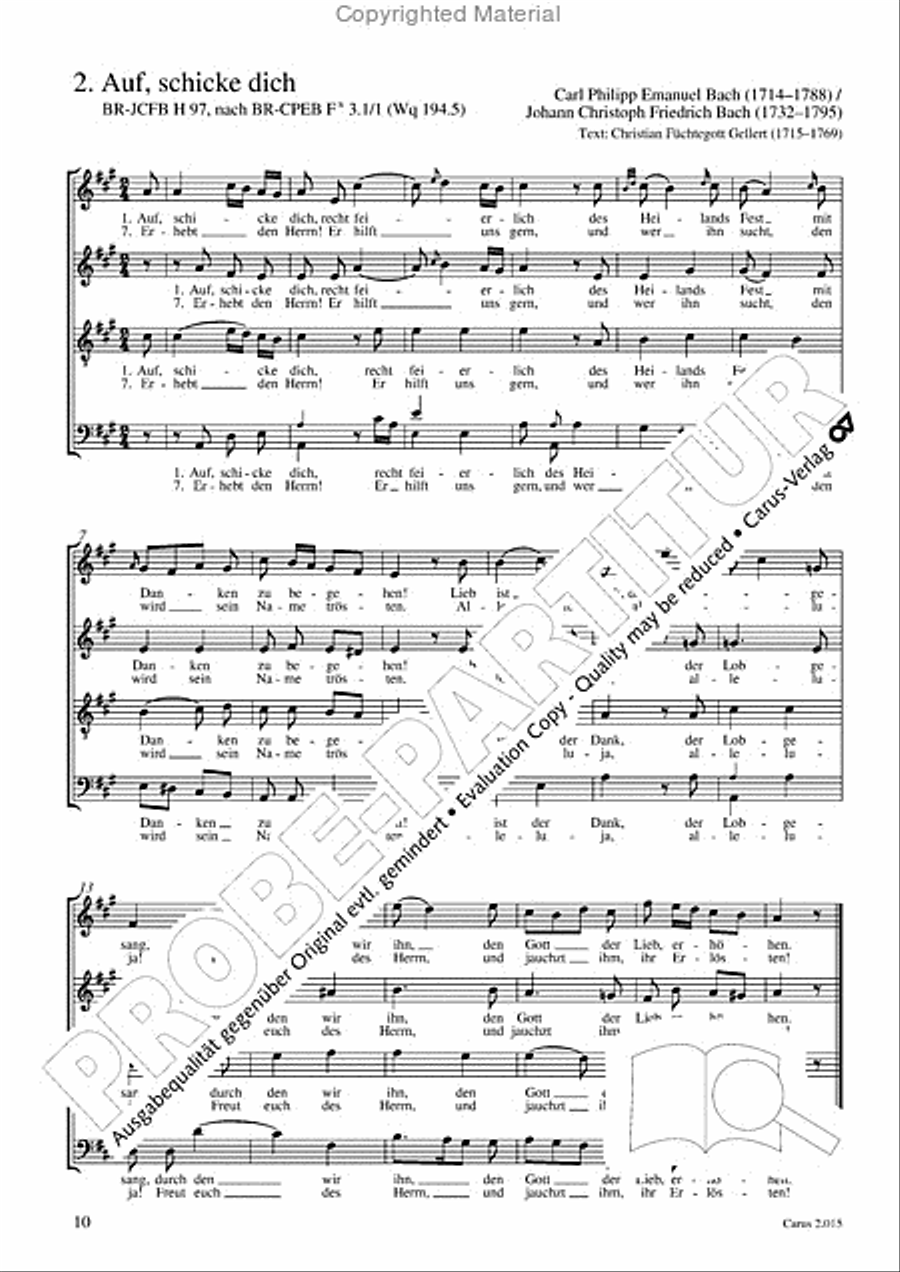 Carl Philipp Emanuel Bach & Gottfried August Homilius. Motets and Choruses Choir scores gallery preview page 12