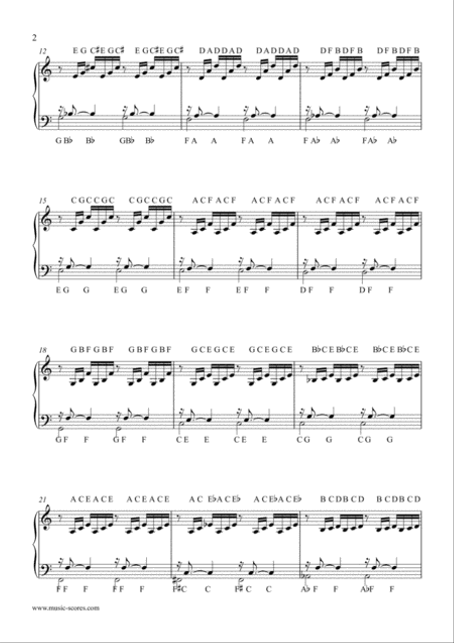 Bach Prelude No.1 with Note Names Piano Solo scores gallery preview page 2