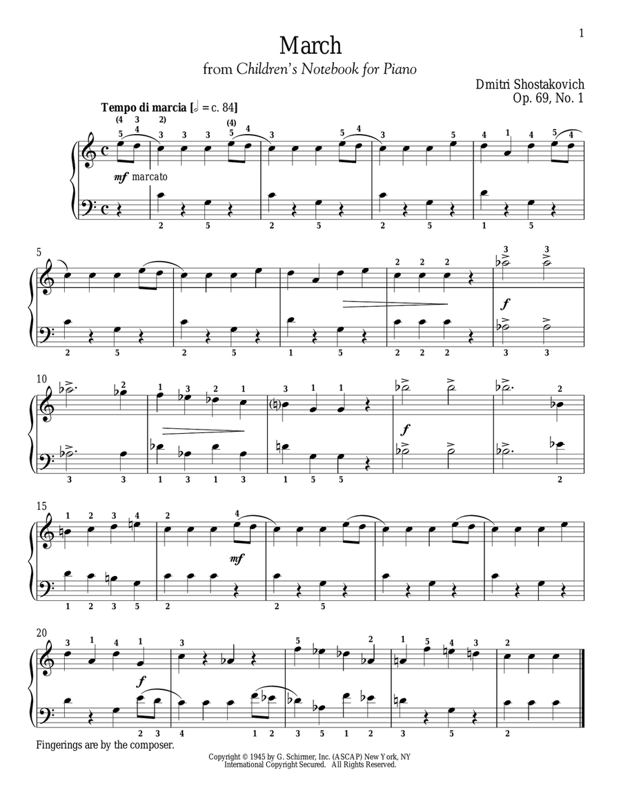 March, Op. 69, No. 1 March, Op. 69, No. 1 Piano Solo scores gallery preview page 1
