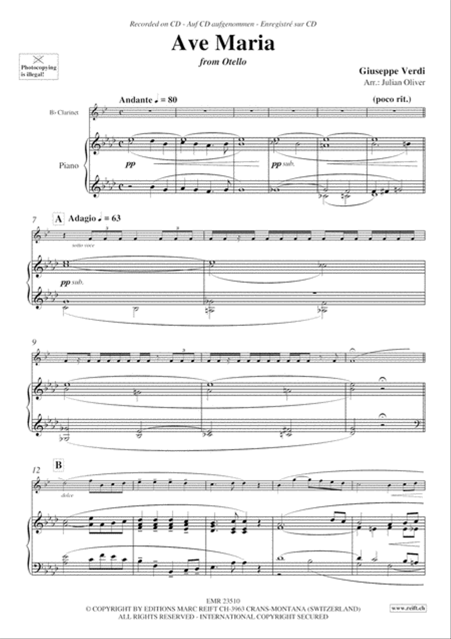 Ave Maria Clarinet Solo scores gallery preview page 4