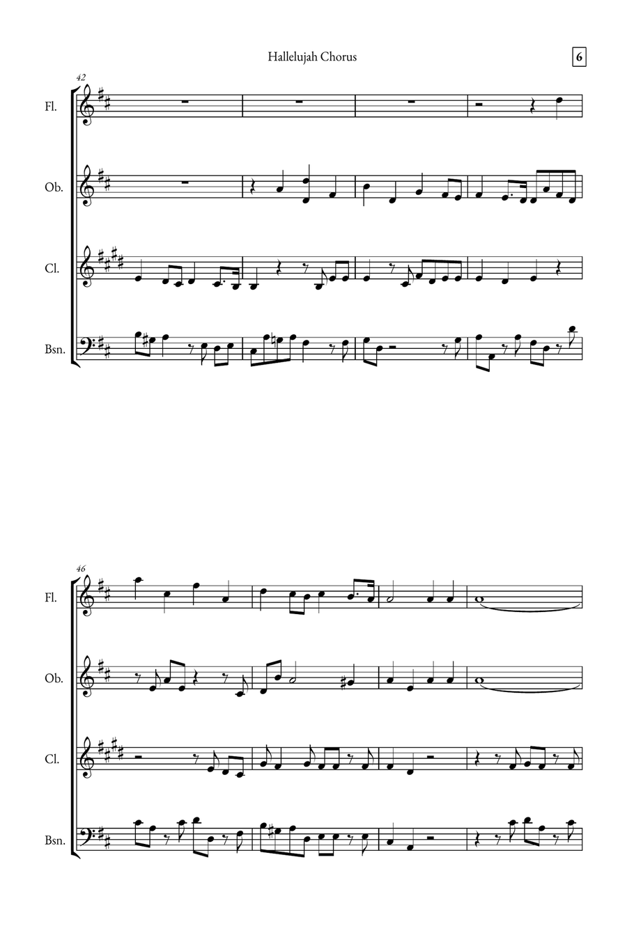 Hallelujah Chorus Woodwind Quartet scores gallery preview page 6