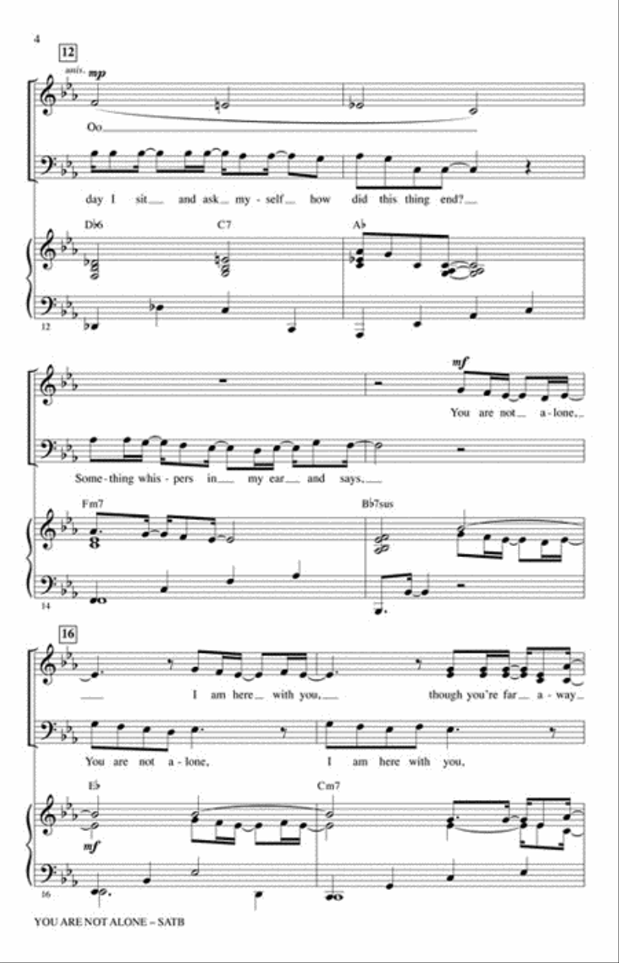 You Are Not Alone 4-Part scores gallery preview page 4