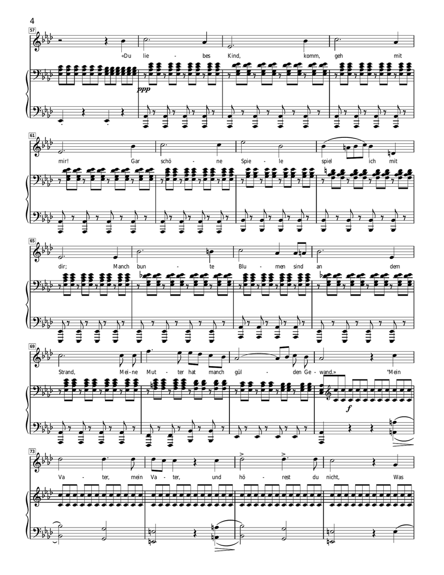 Schubert - Erlkonig - Medium Voice in F minor Piano, Vocal scores gallery preview page 4