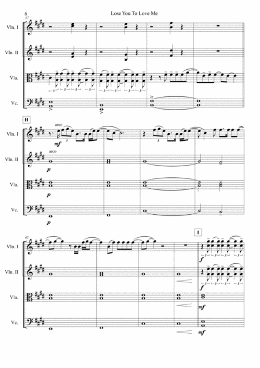 Lose You To Love Me String Quartet scores gallery preview page 6