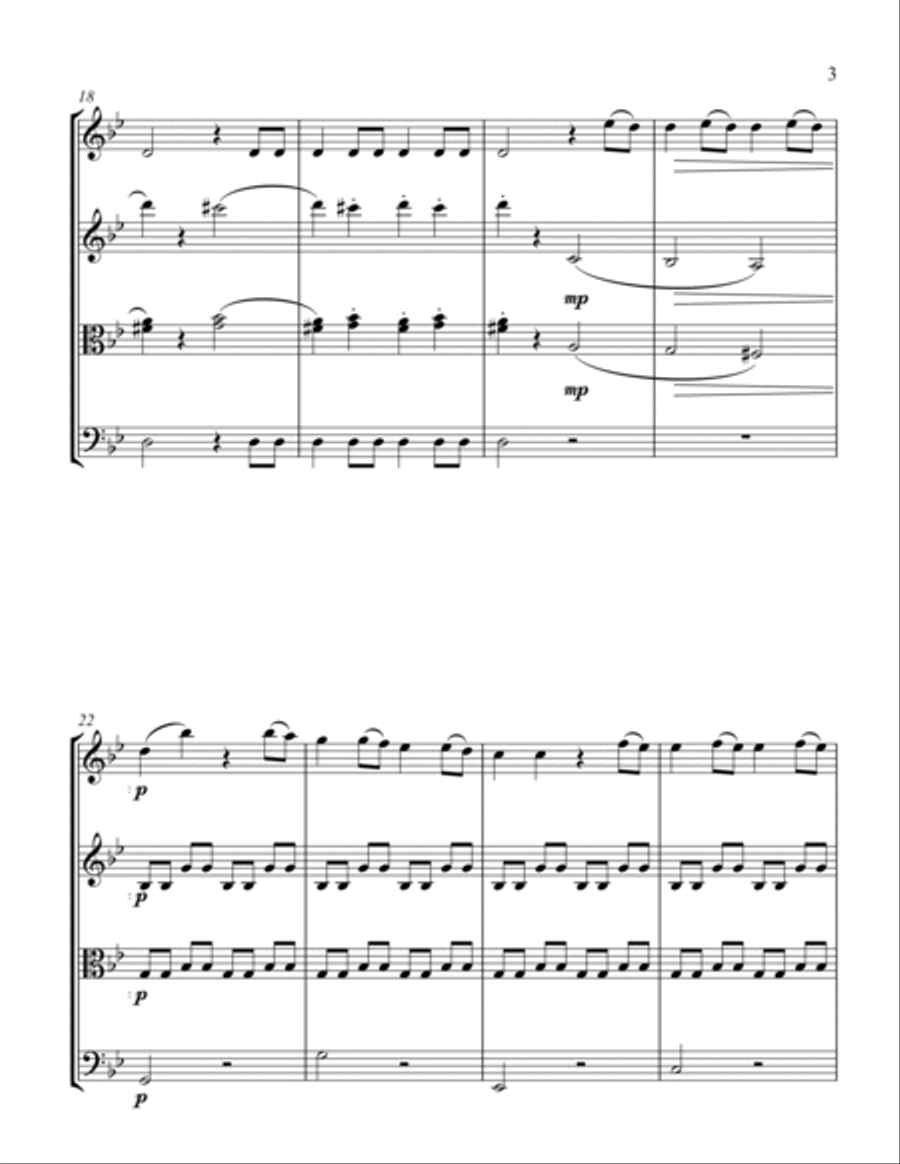 Mozart Symphony No. 40 in G minor, KV. 550 (Mov 1) for String Quartet - Score and Parts String Quartet scores gallery preview page 3