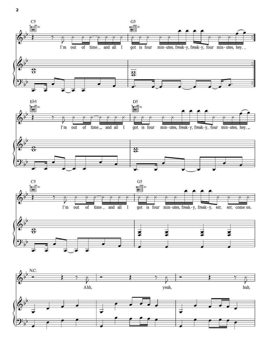 4 Minutes 4 Minutes Piano, Vocal, Guitar scores gallery preview page 2