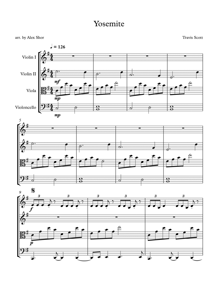 Yosemite String Quartet scores gallery preview page 1