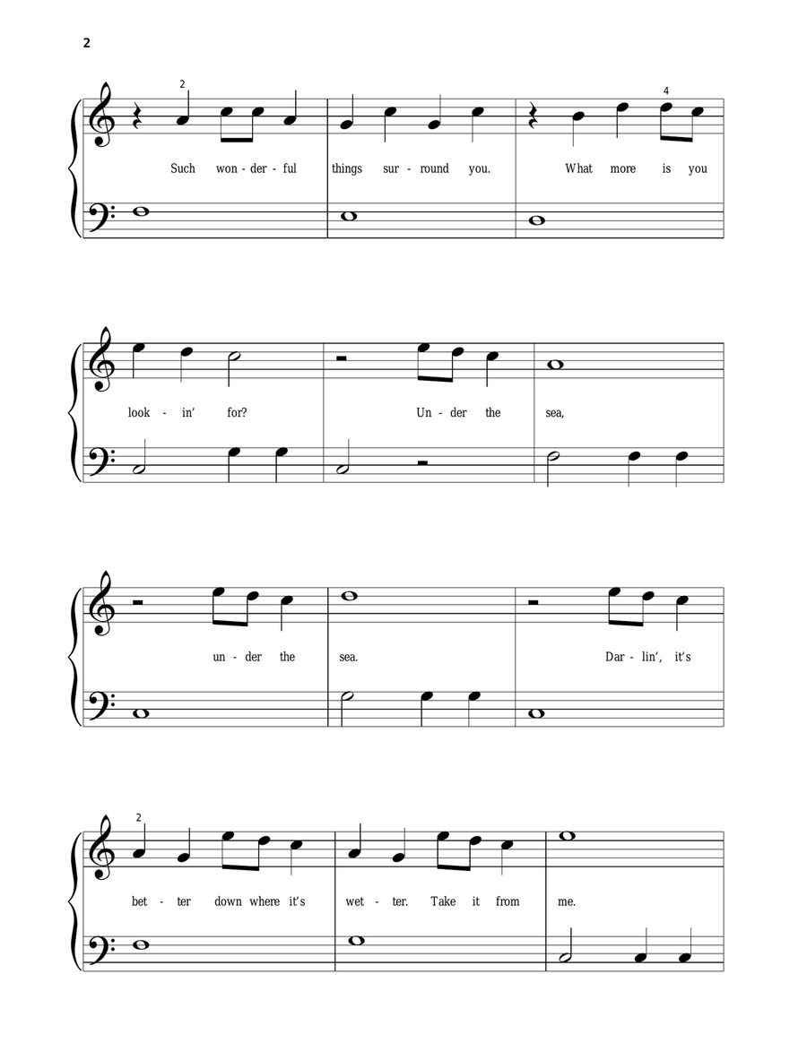 Under The Sea (from The Little Mermaid) Piano Solo scores gallery preview page 2