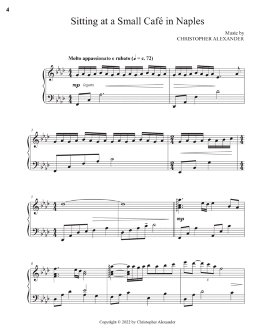 Sitting at a Small Cafe in Naples Piano Solo scores gallery preview page 4