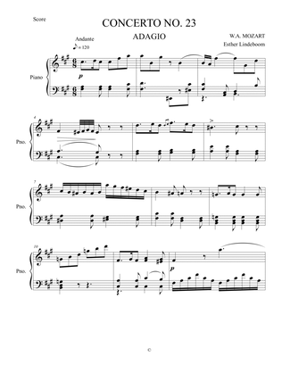 Arrangement for piano solo of the second movement of Mozart's piano concerto KV 488