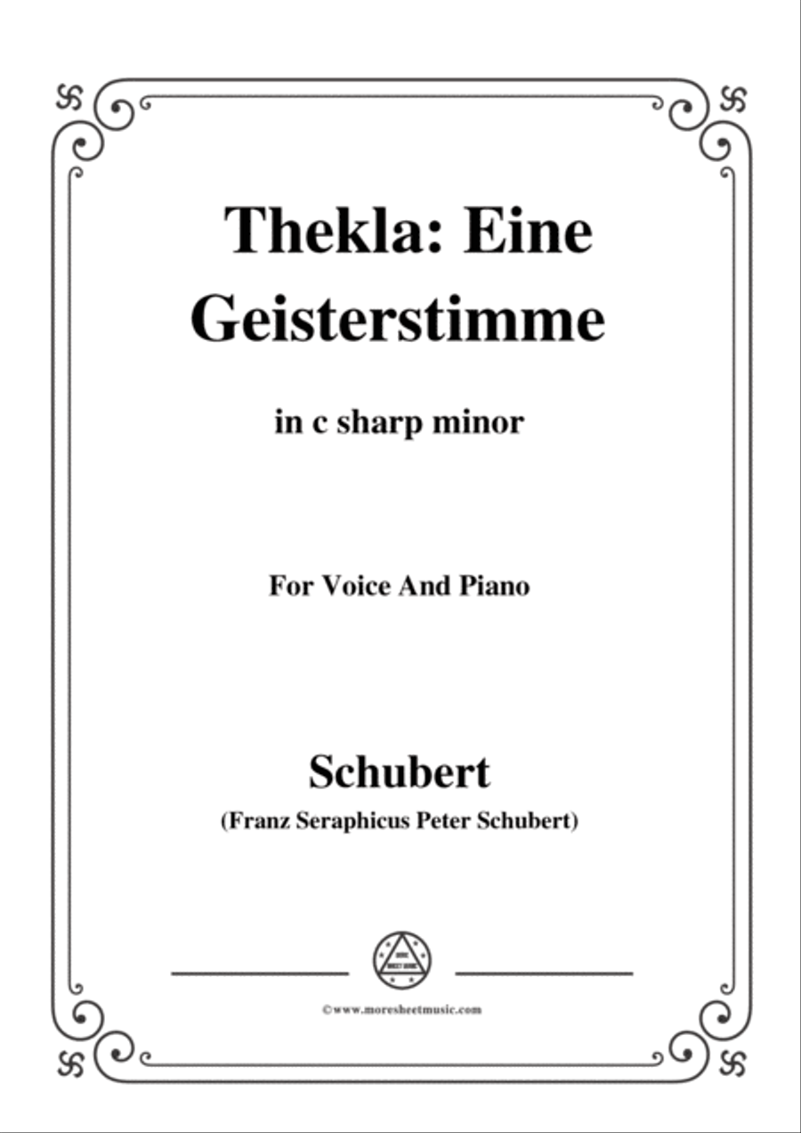 Schubert-Thekla: Eine Geisterstimme(Thekla: A Spirit Voice),D.595,in c sharp minor,for Voice&Piano Voice scores gallery preview page 1