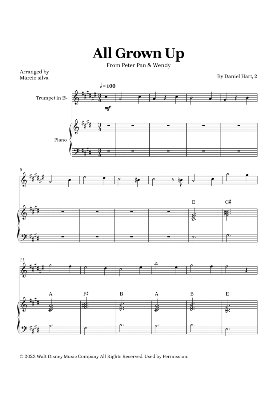 All Grown Up B-Flat Trumpet scores gallery preview page 1