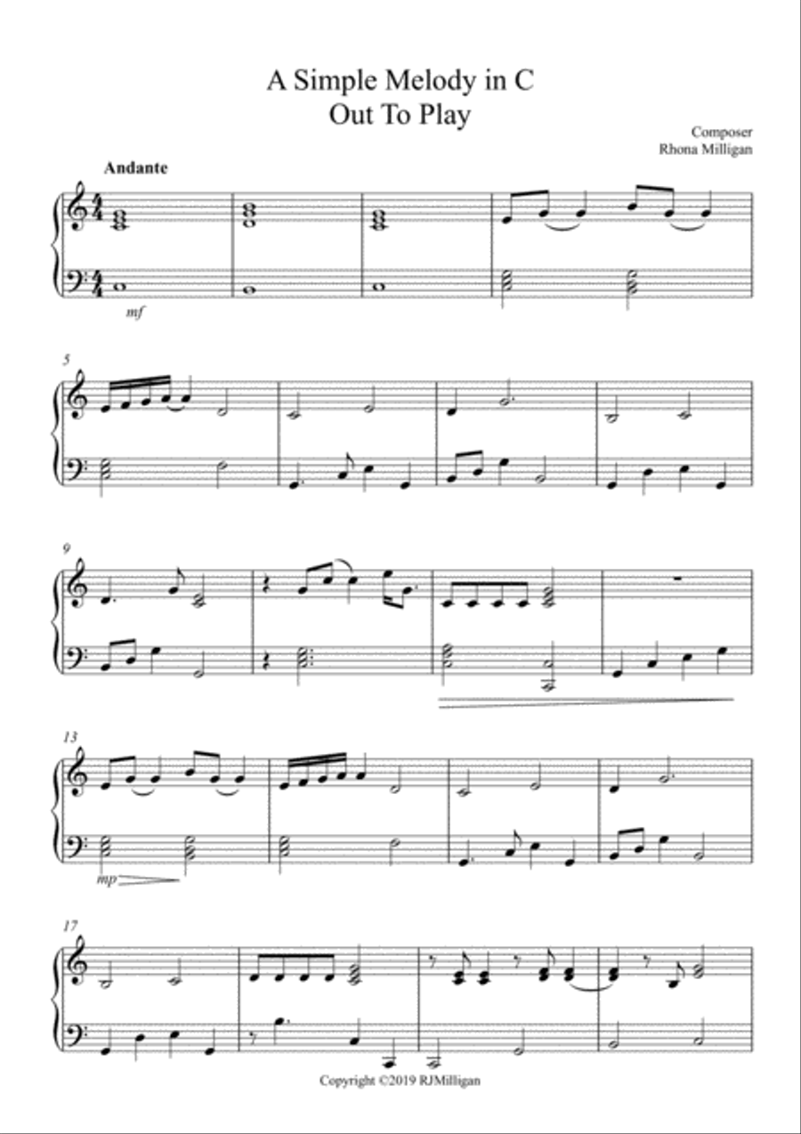 A Simple Melody in C - Out To Play Easy Piano scores gallery preview page 2