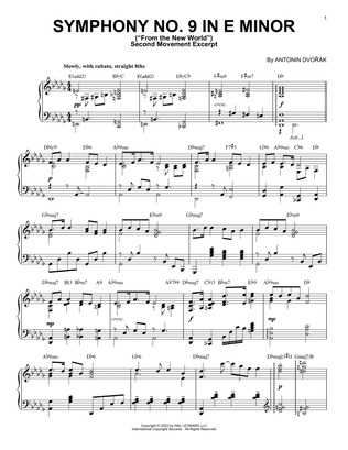 Book cover for Symphony No. 9 In E Minor ("From The New World"), Second Movement Excerpt [Jazz version] (arr. Brent