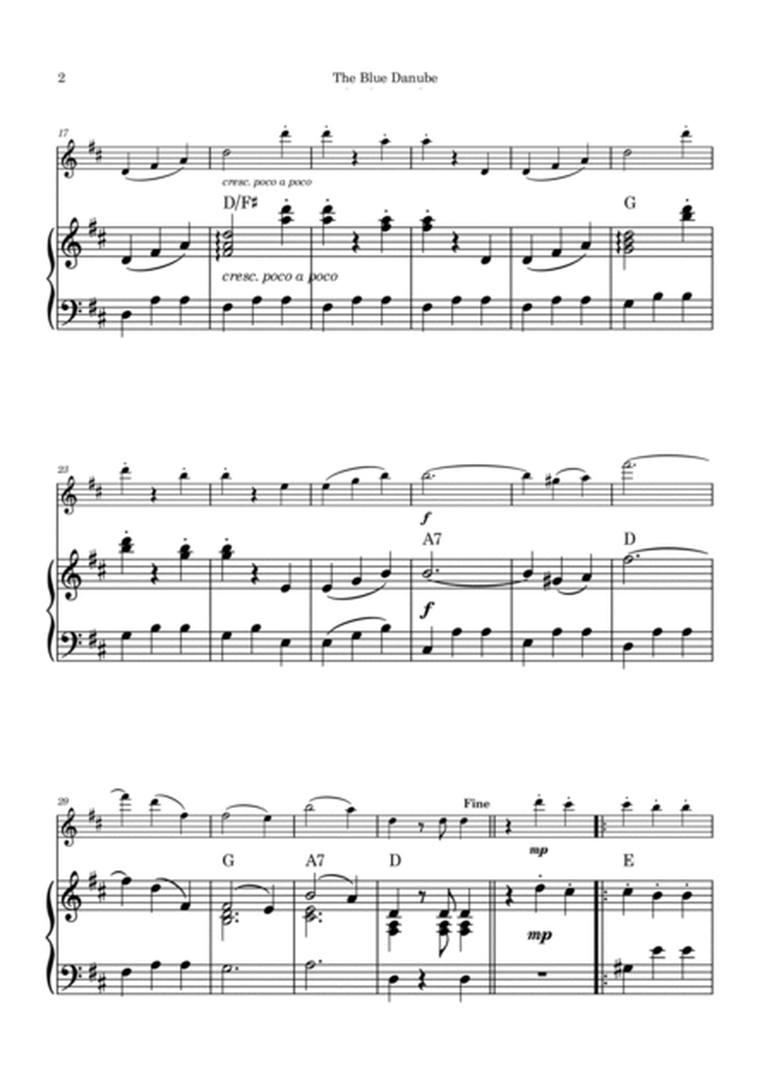 The Blue Danube - Flute and Piano with Chord Notations image number null