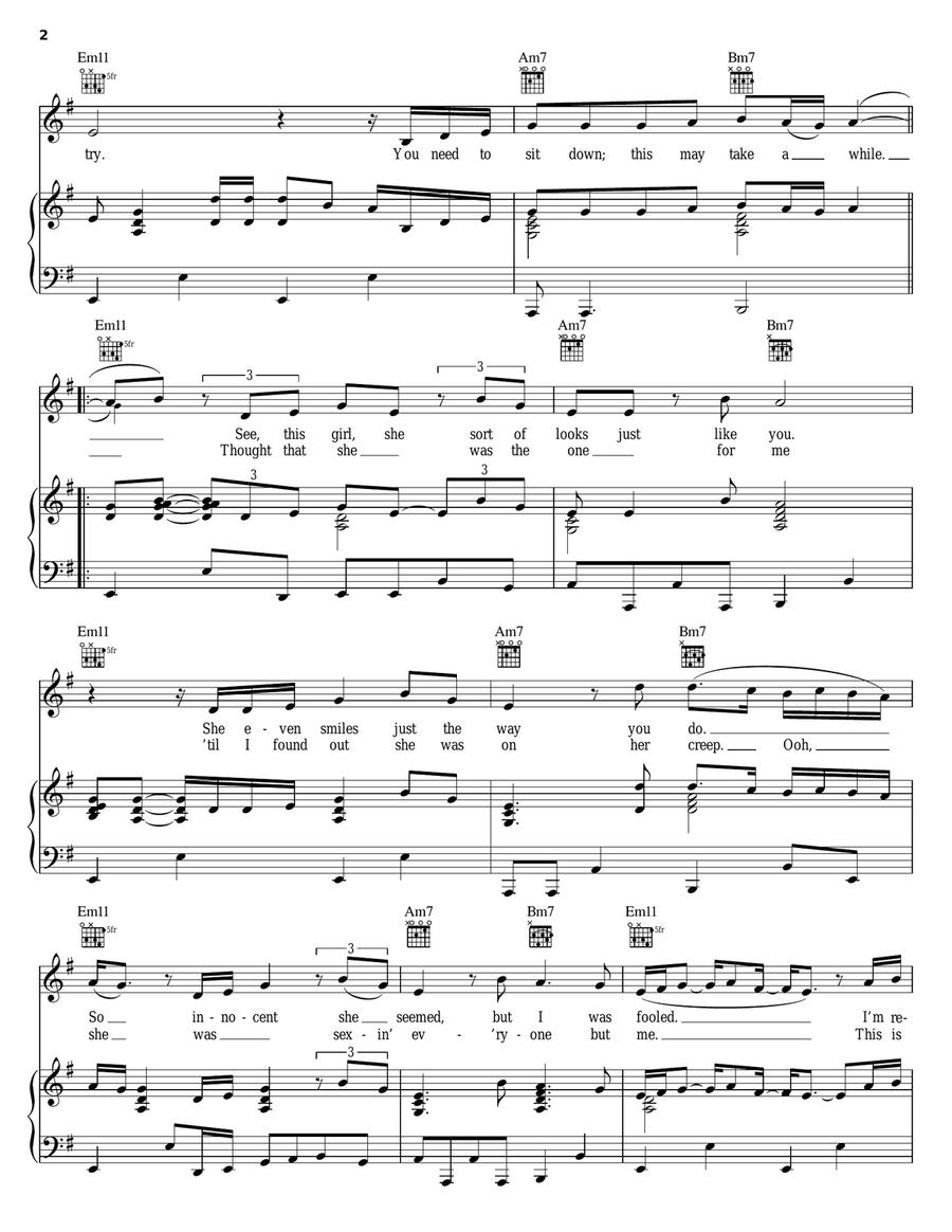U Remind Me U Remind Me Piano, Vocal, Guitar scores gallery preview page 2