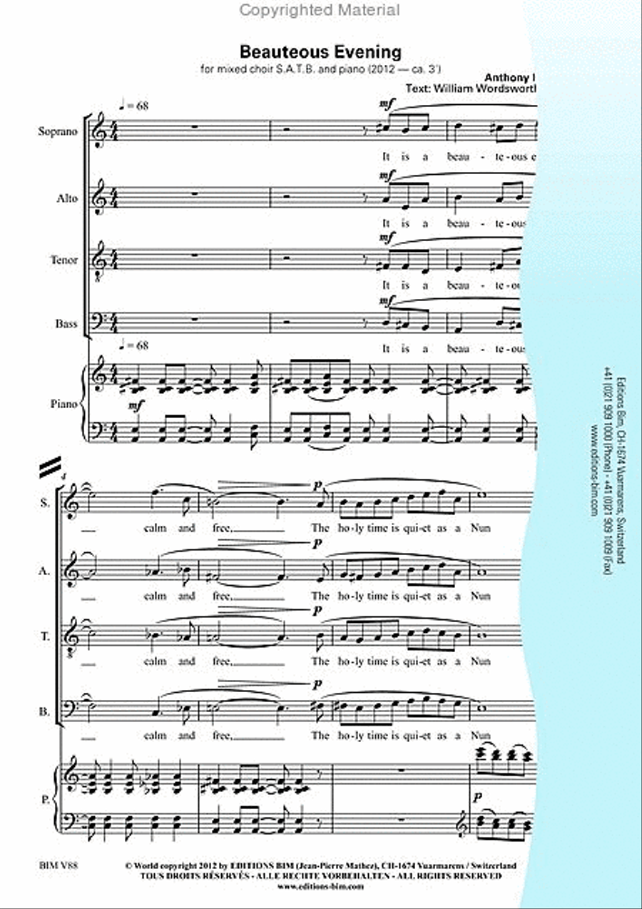 Beauteous Evening 4-Part scores gallery preview page 2