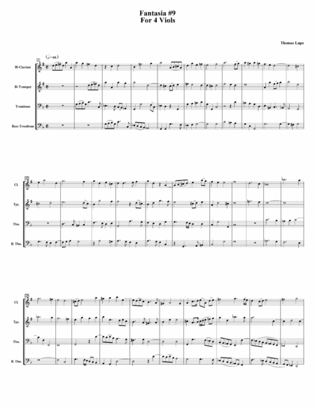 Fantasia #9 For 4 Viols - for Wind Quartet image number null