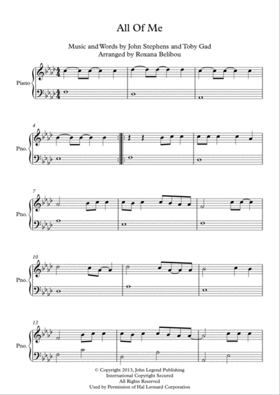 All Of Me All Of Me Easy Piano scores gallery preview page 1