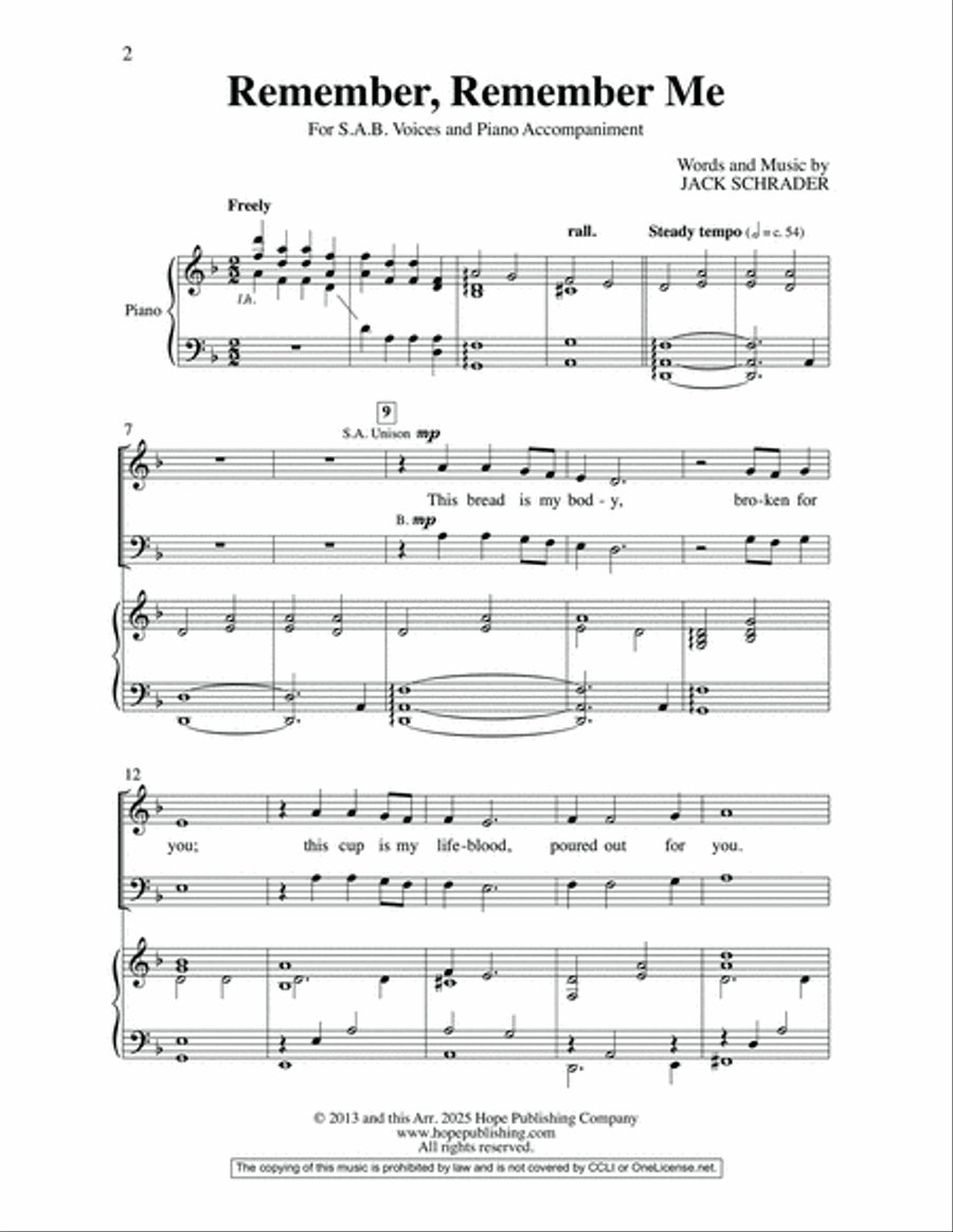Remember, Remember Me Remember, Remember Me 3-Part scores gallery preview page 2