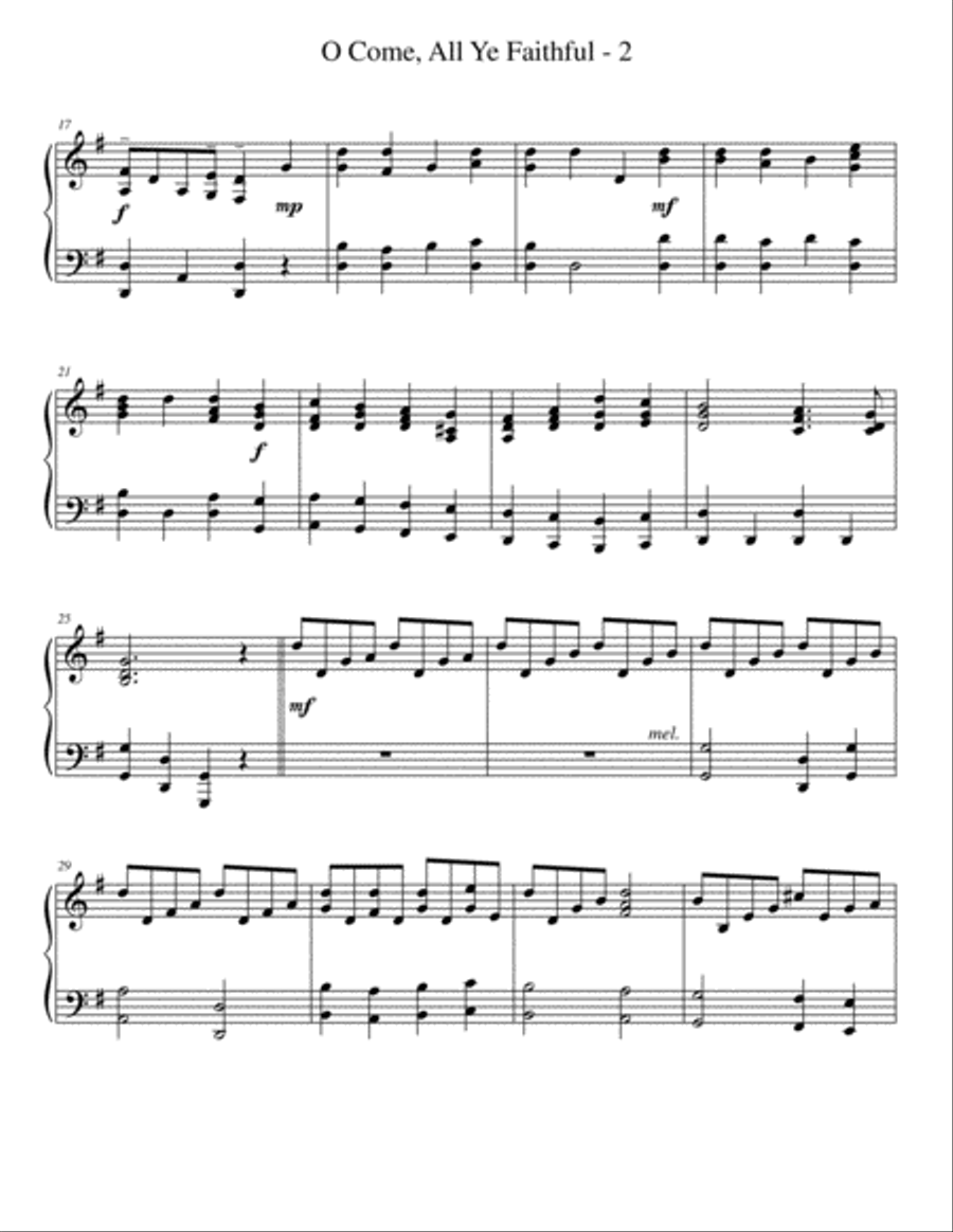 O Come, All Ye Faithful Piano Solo scores gallery preview page 2