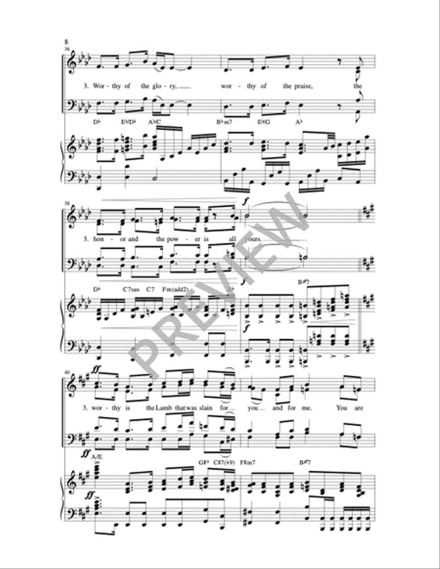 You Are Worthy 4-Part scores gallery preview page 6