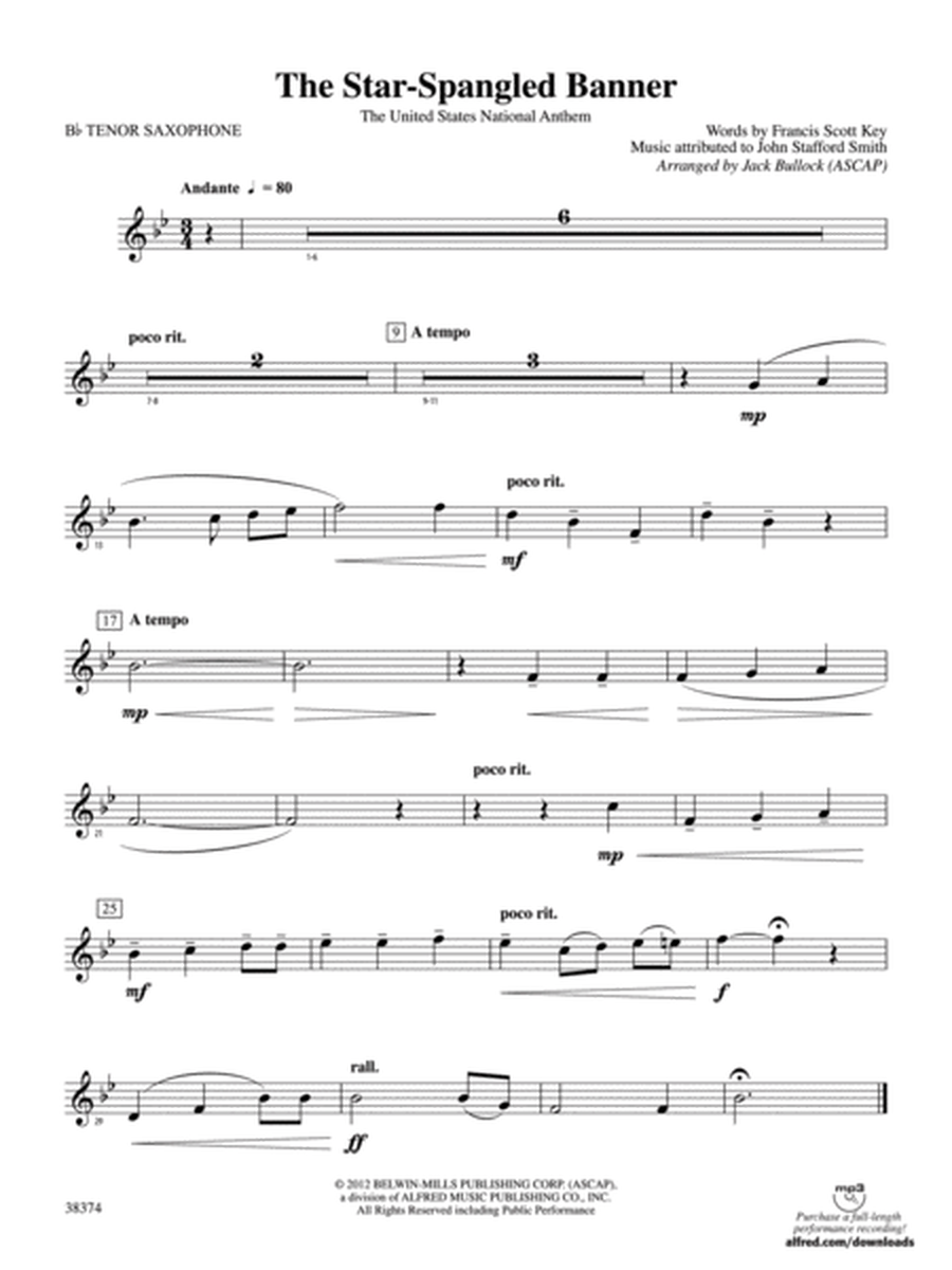 The Star-Spangled Banner: B-flat Tenor Saxophone
