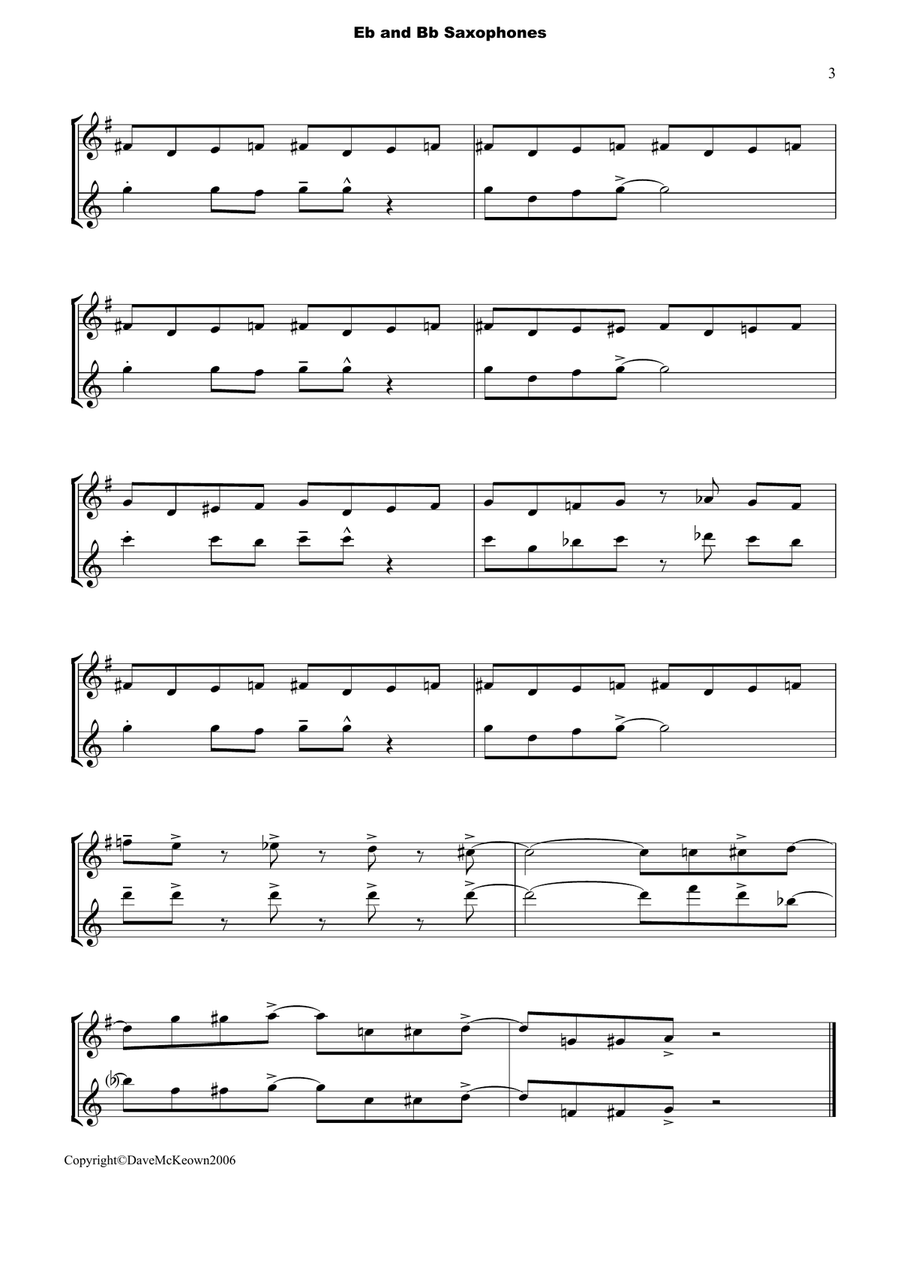 10 Blues Duets for Alto and Tenor Saxophone Woodwind Duet scores gallery preview page 3