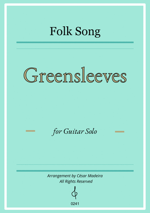 Greensleeves - Guitar Solo - W/Chords (Full Score)