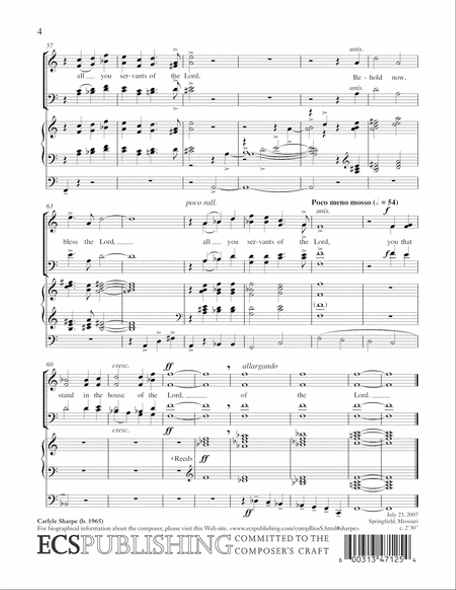 Behold Now, Bless the Lord 4-Part scores gallery preview page 5