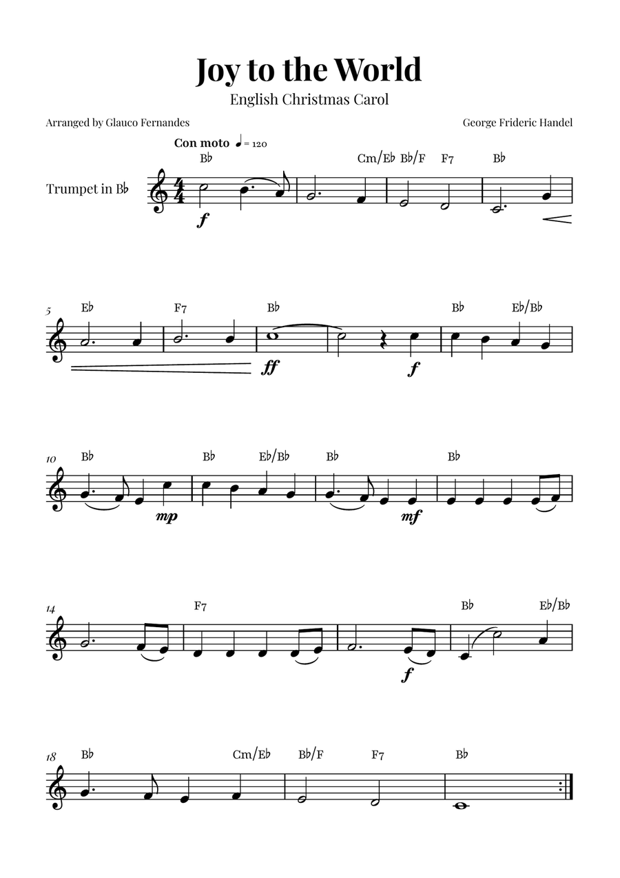 Joy to the World | Classic Holiday Arrangement B-Flat Trumpet scores gallery preview page 1