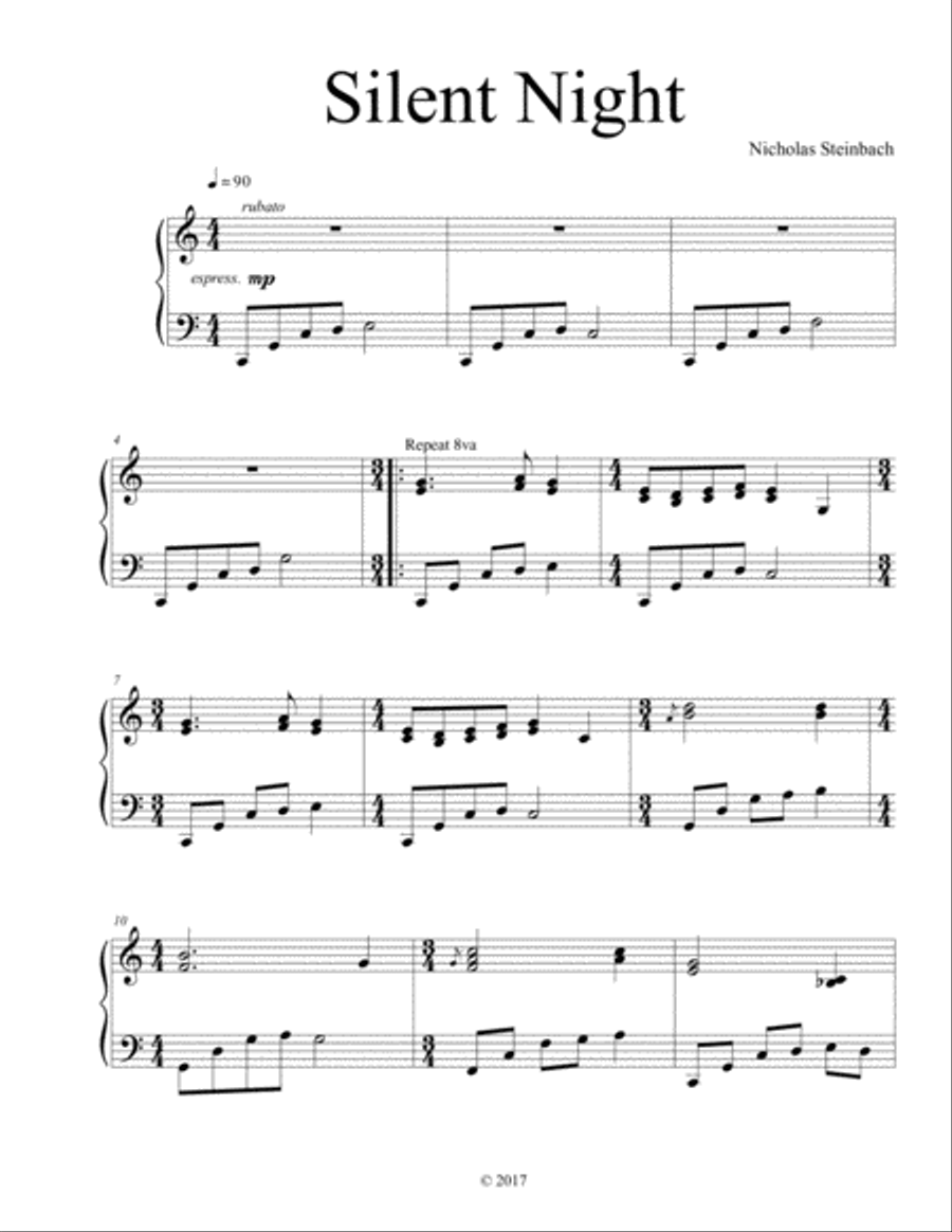 Silent Night Piano Solo Piano Method scores gallery preview page 2
