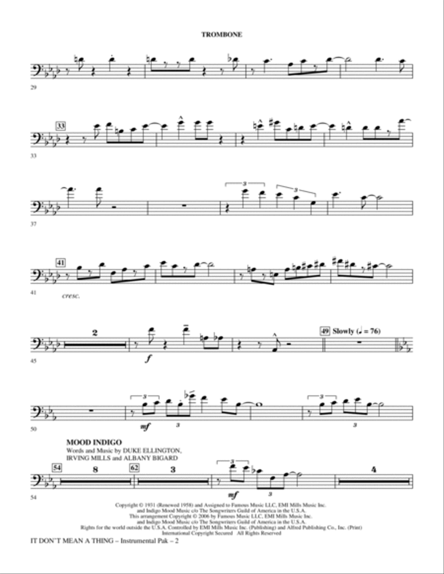 It Don't Mean A Thing: The Best Of Duke Ellington (Medley) - Trombone Choir scores gallery preview page 2