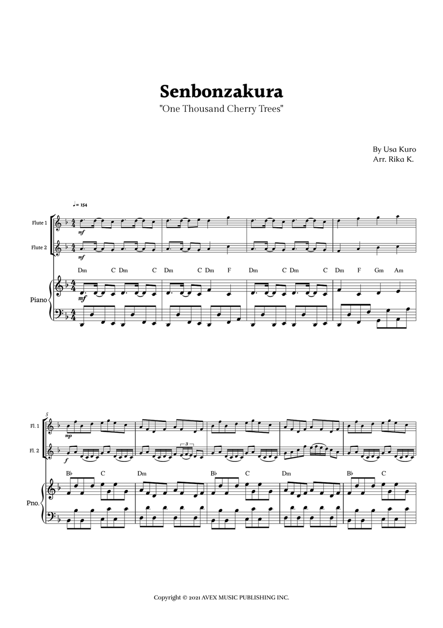 Senbonzakura Flute Duet scores gallery preview page 1