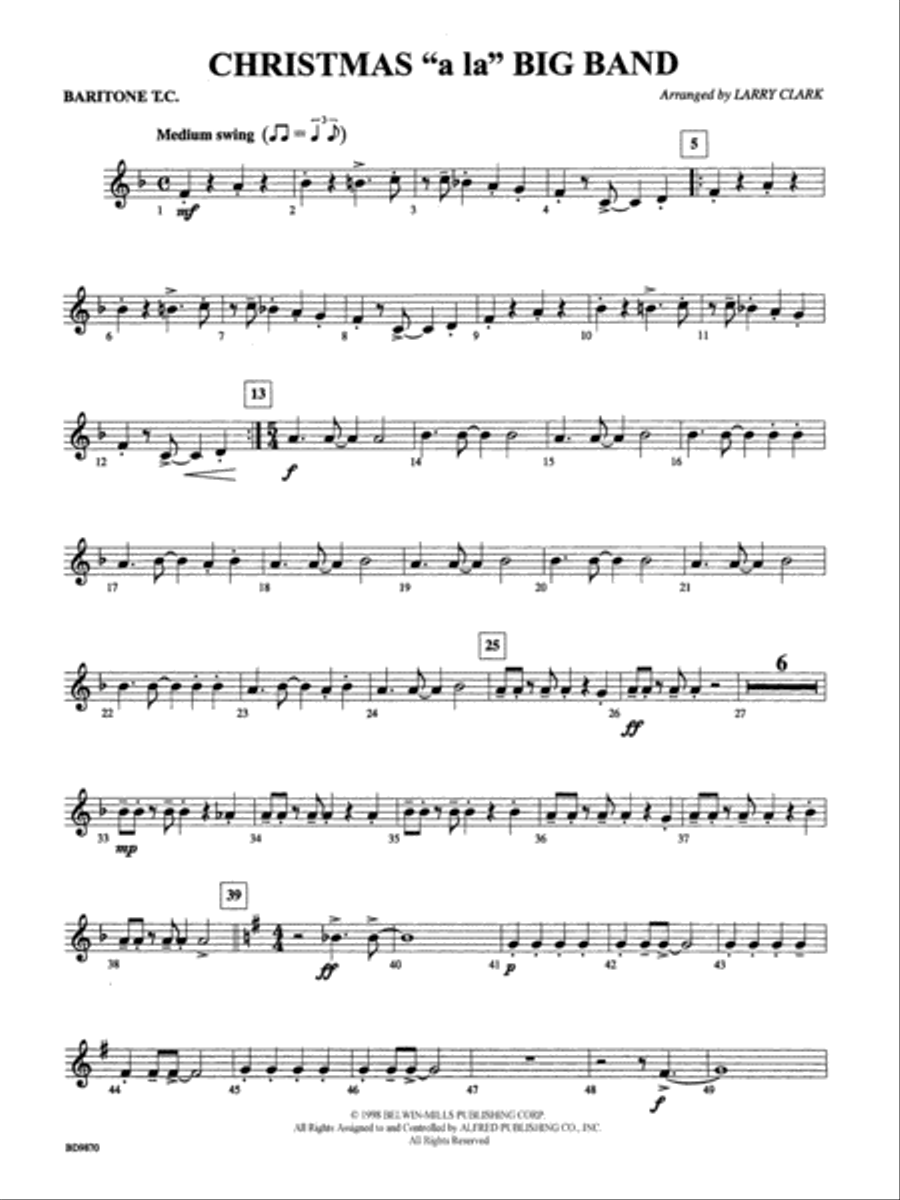 Christmas a la Big Band: Baritone T.C. Concert Band scores gallery preview page 1